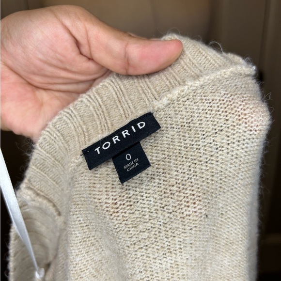 Torrid Cream Cardigan Sweater with Open Front Design - Picture 6 of 7